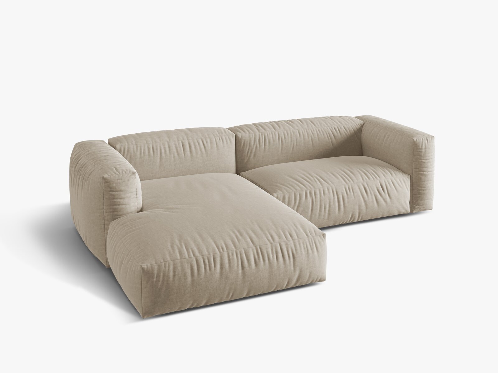 Micadoni Ecksofa Martina 2-Sitzer Links Strukturierter Stoff Boston Helles Beige