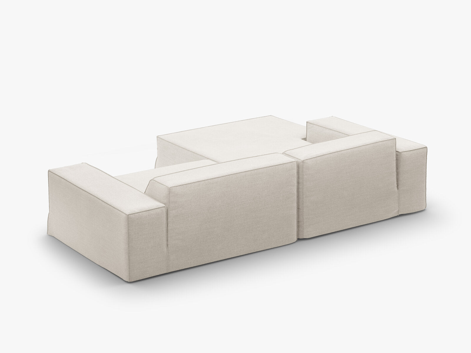 Micadoni Ecksofa Jodie 3-Sitzer Links Strukturierter Stoff Lins Natur
