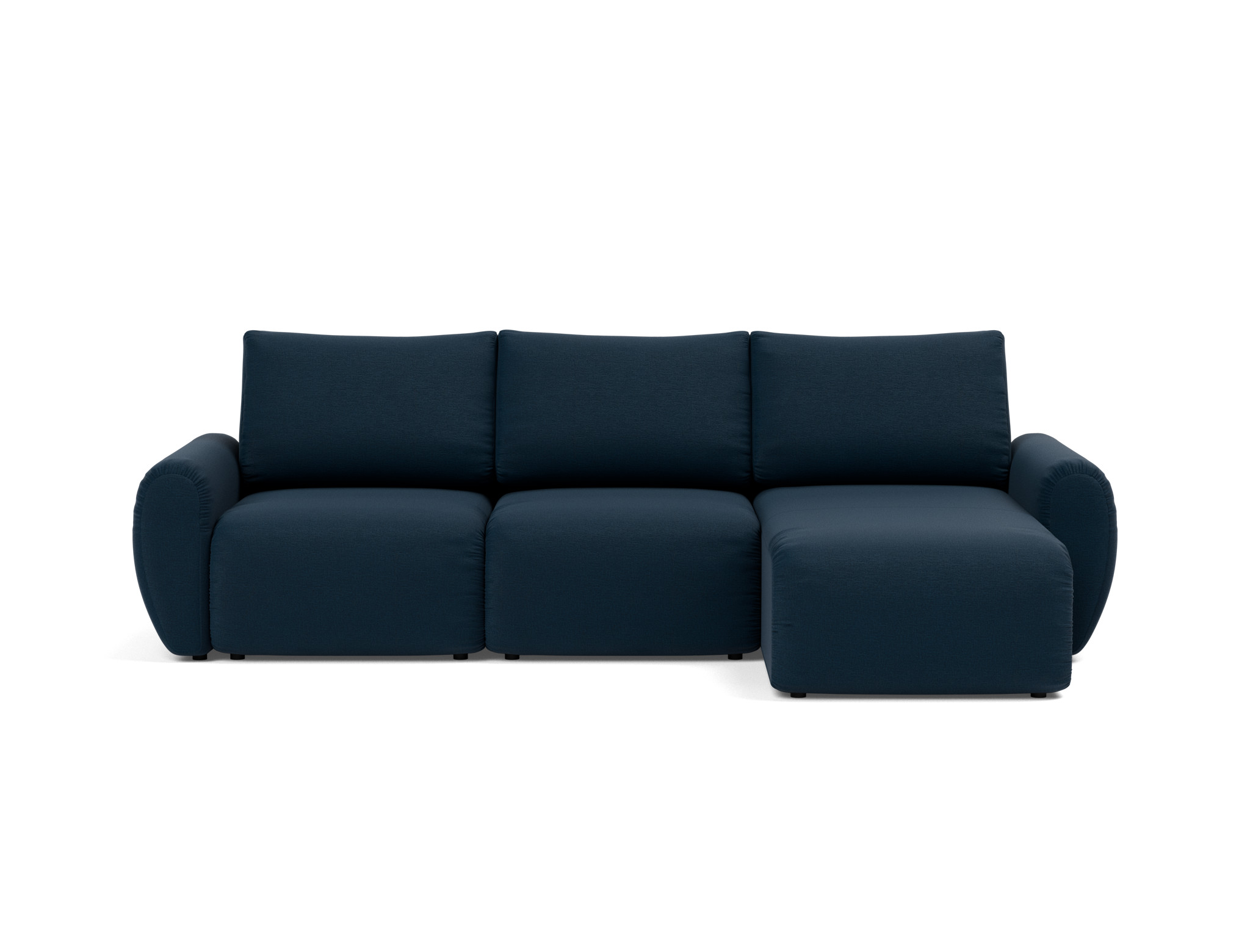 Schlafsofa Norum mit Chaiselongue und Curve-Armlehnen Flachgewebe Mixed Dance 528-Blue