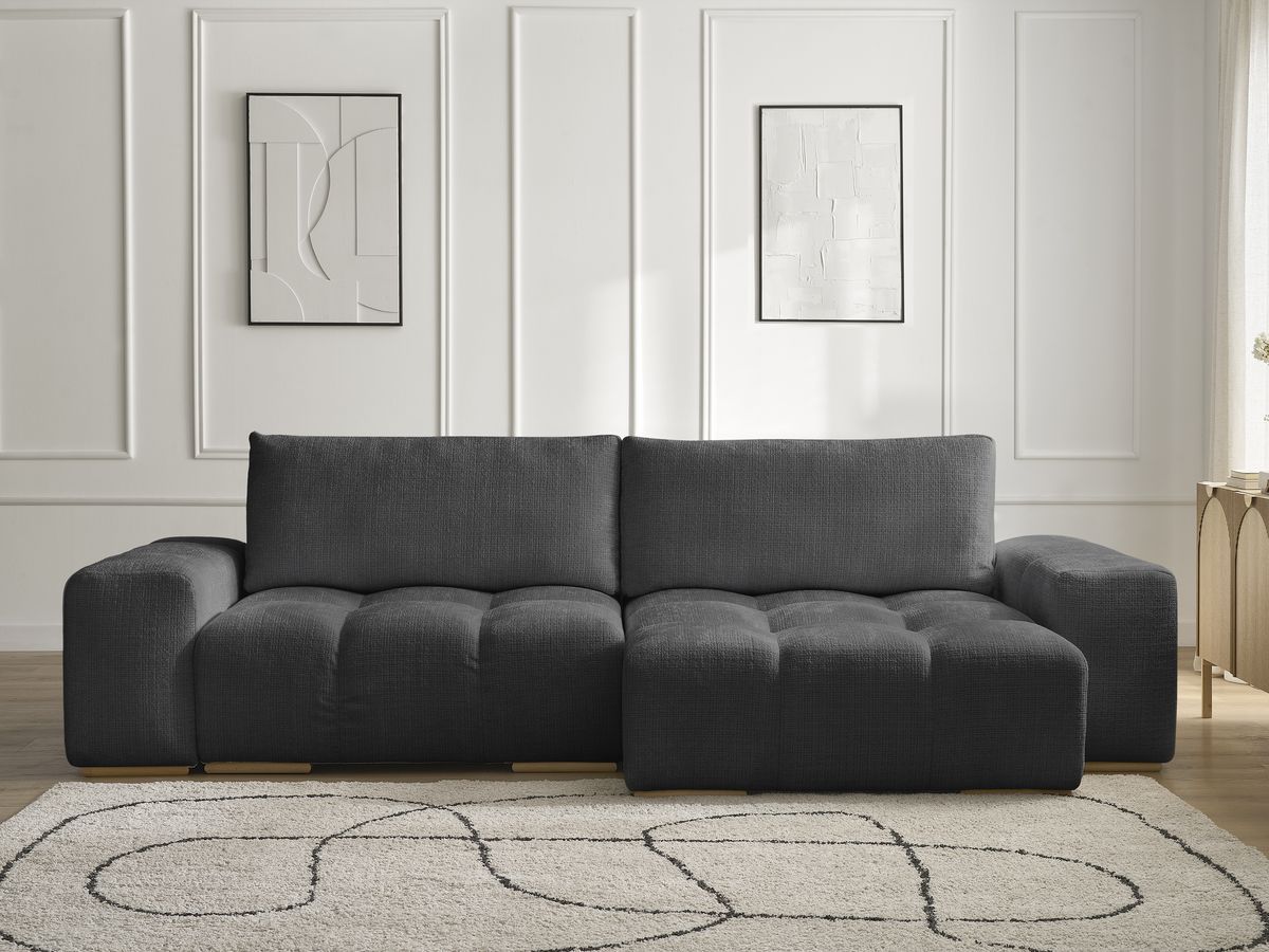 Bobochic Anakin Ecksofa, 2 Kissen Strukturstoff Schwarz