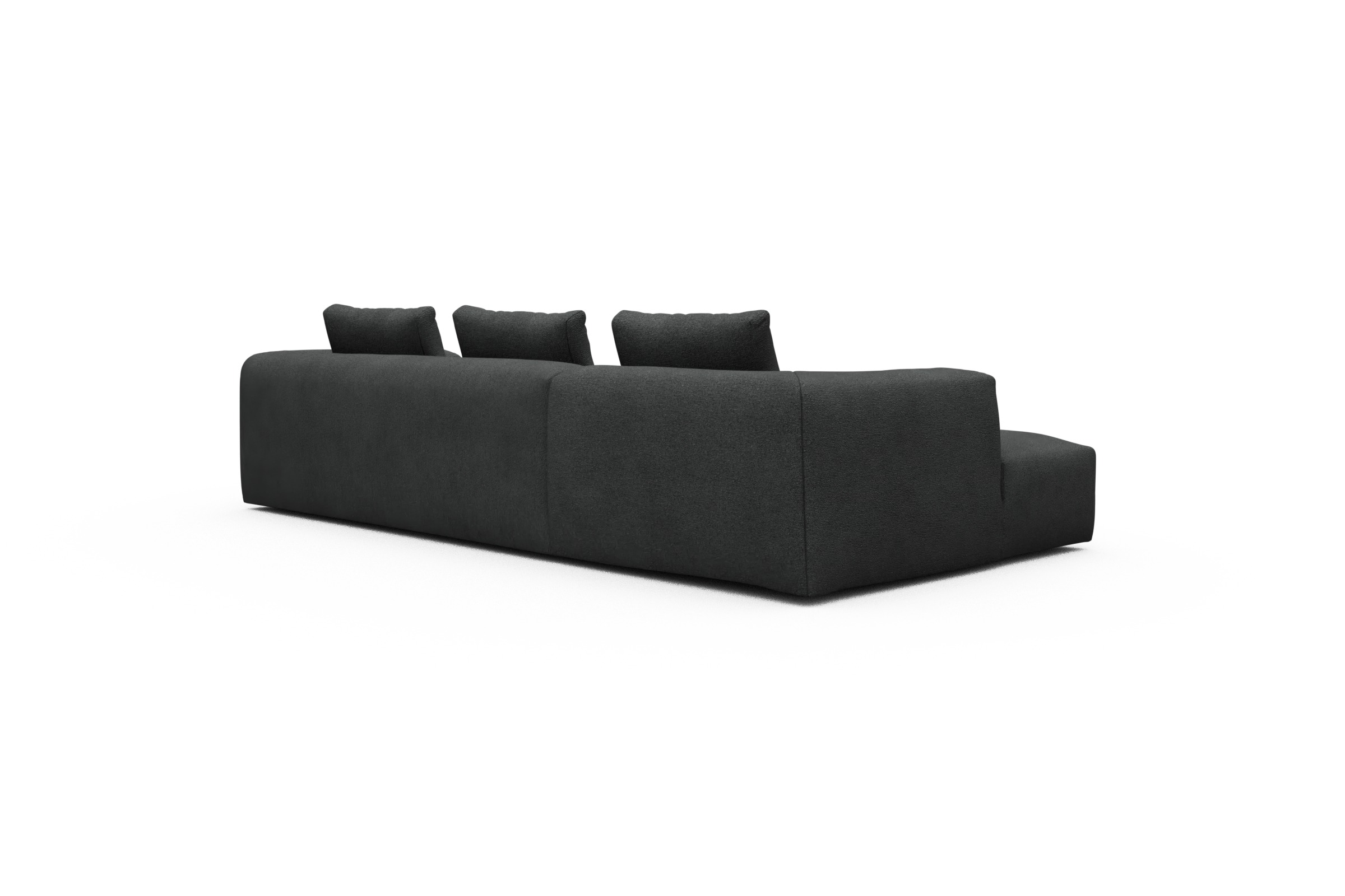 Ecksofa Fred Chaiselongue links mit 2,5-Sitzer Boucle-Charcoal