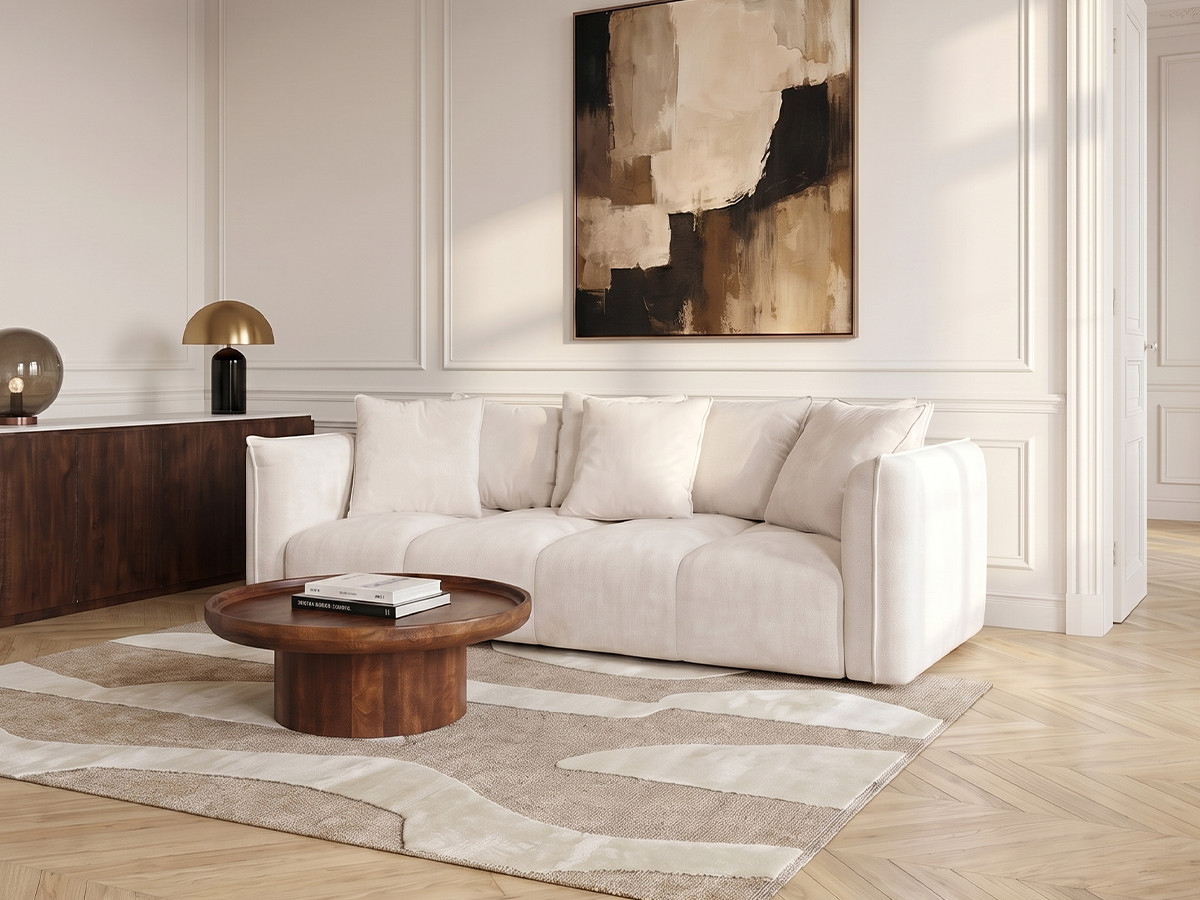 Bobochic Harlem Sofa 3-Sitzer Stoff Weiß