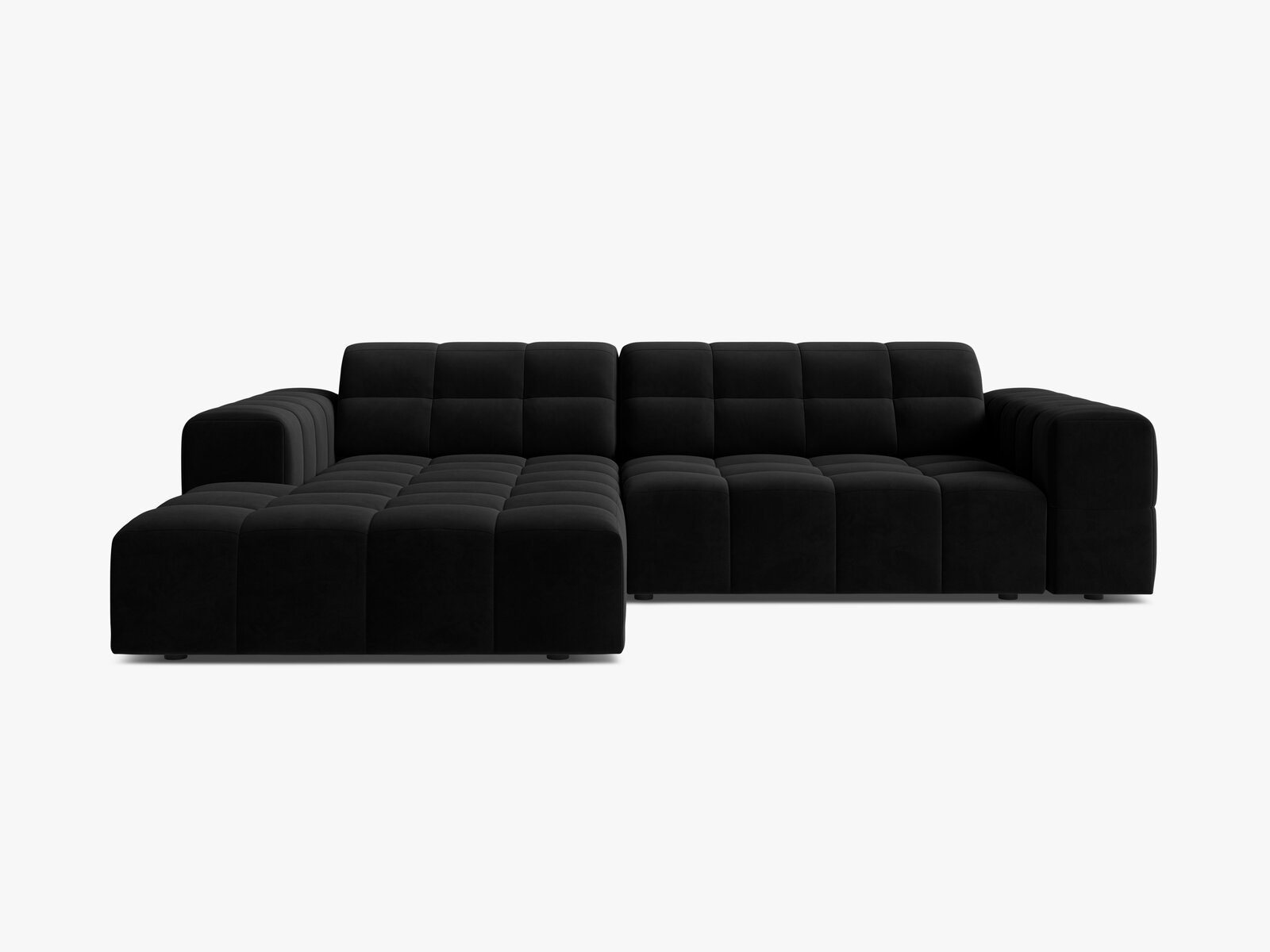 Micadoni Jennifer Ecksofa 4-Sitzer Links Samt Bluvel Schwarz