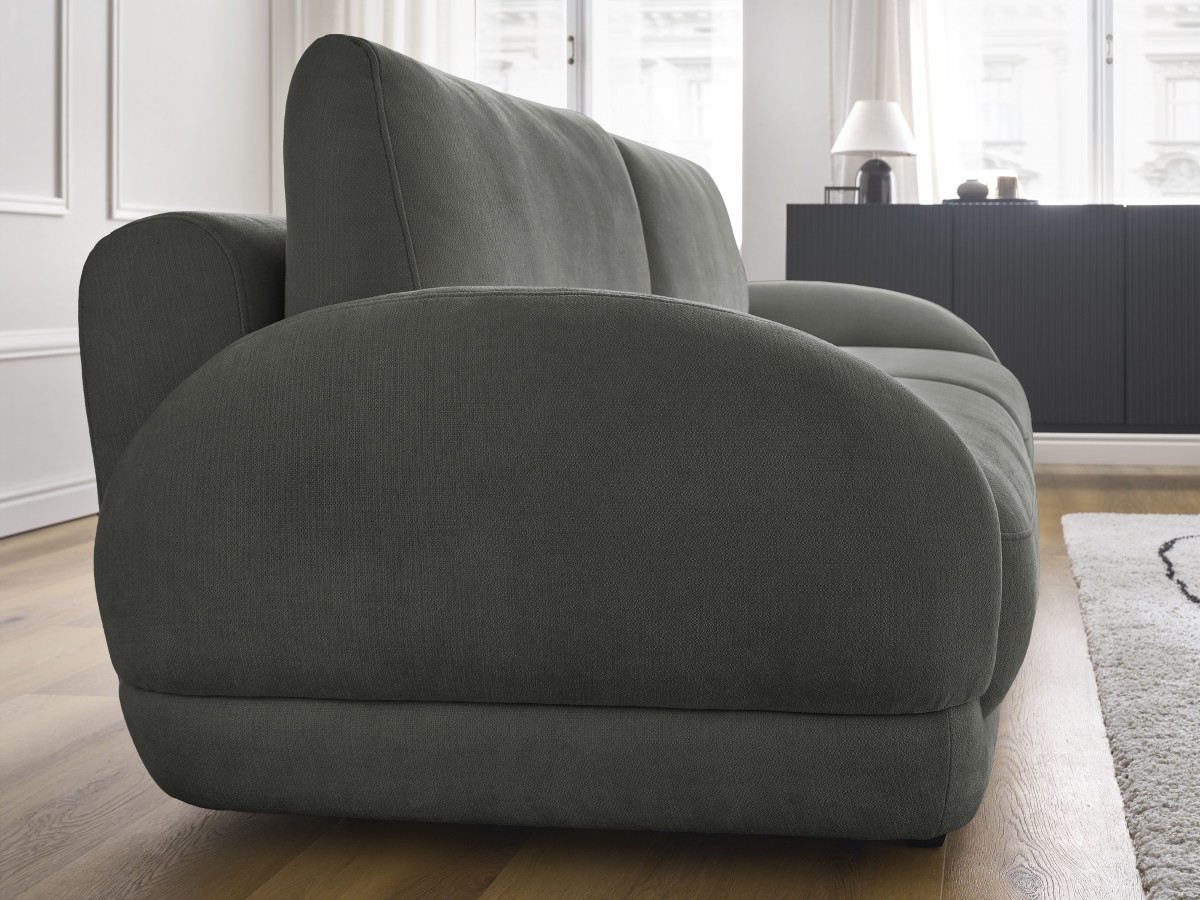 Bobochic Monica Schlafsofa 3-Sitzer mit Bettkasten Stoff Dunkelgrau