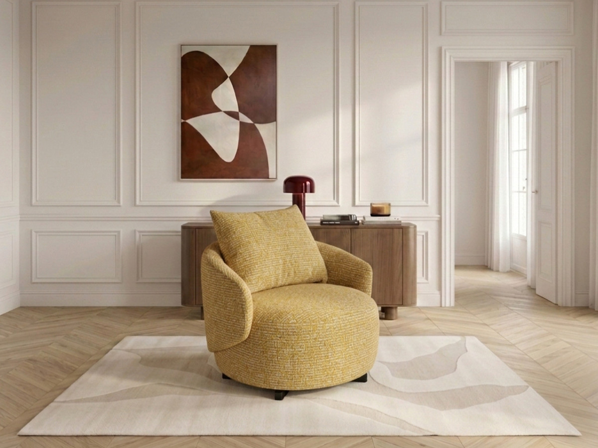 Bobochic Lexie Sessel Melange-Stoff Gelb