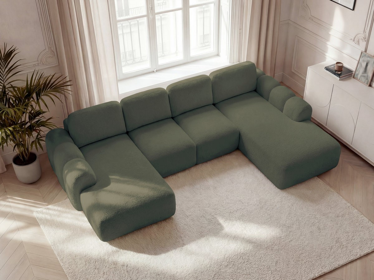 Bobochic Montaigne Wohnlandschaft Bouclé-Stoff Grün Ecke links
