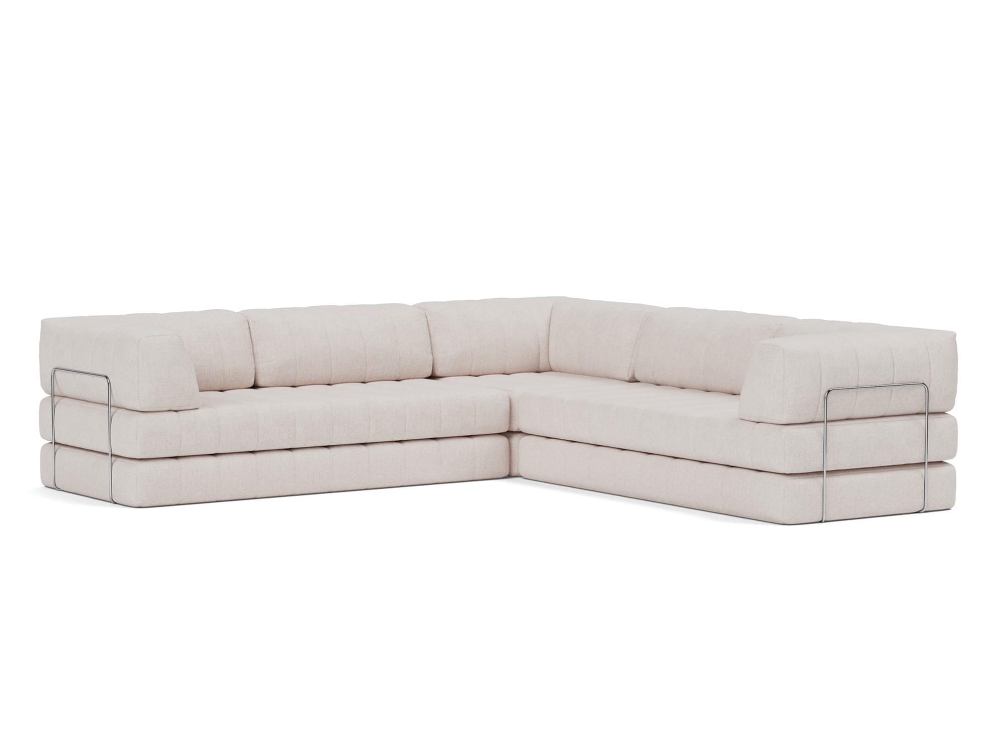 Eck-Schlafsofa CozyPad mit Armlehnen Strukturierter Stoff Weda 300-Weda-Sand