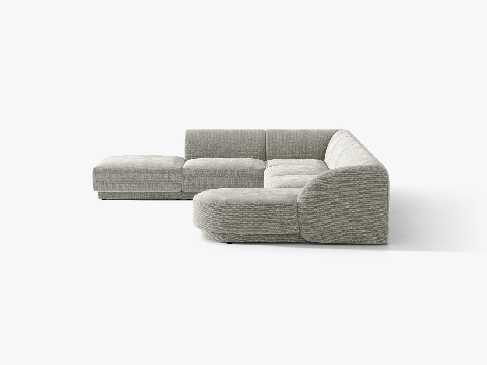 Micadoni Panorama-Ecksofa Miley 6-Sitzer Links Chenille Haga Hellgrau