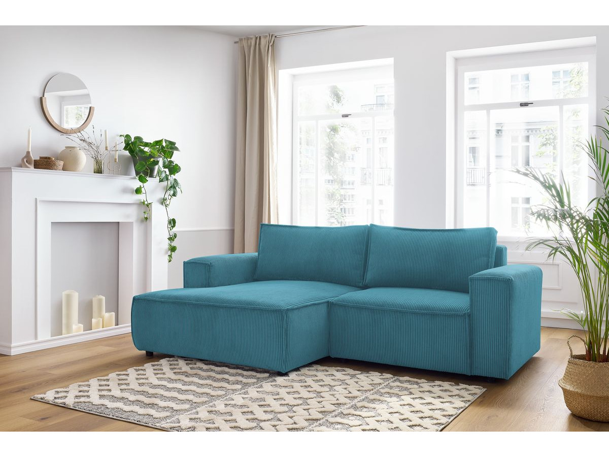 Bobochic Nihad Ecksofa Cordsamt Dunkelblau Ecke links