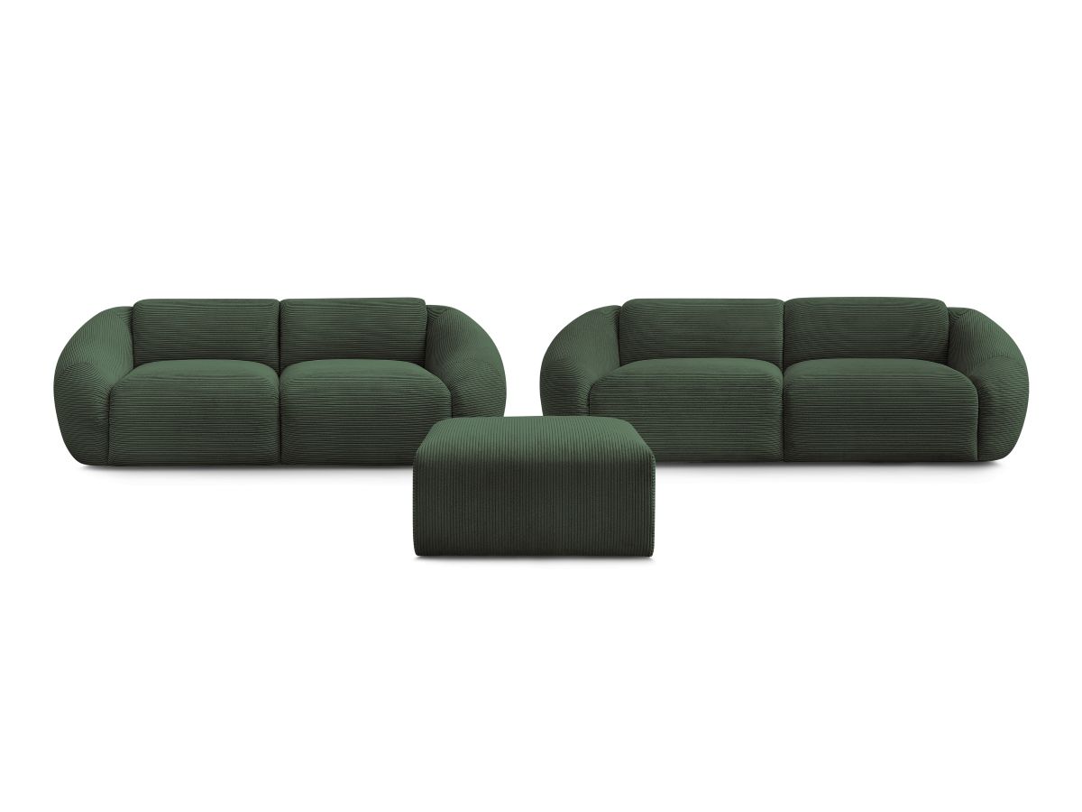 Bobochic Tina Sofa 6-Sitzer mit Pouf Cordsamt Grün