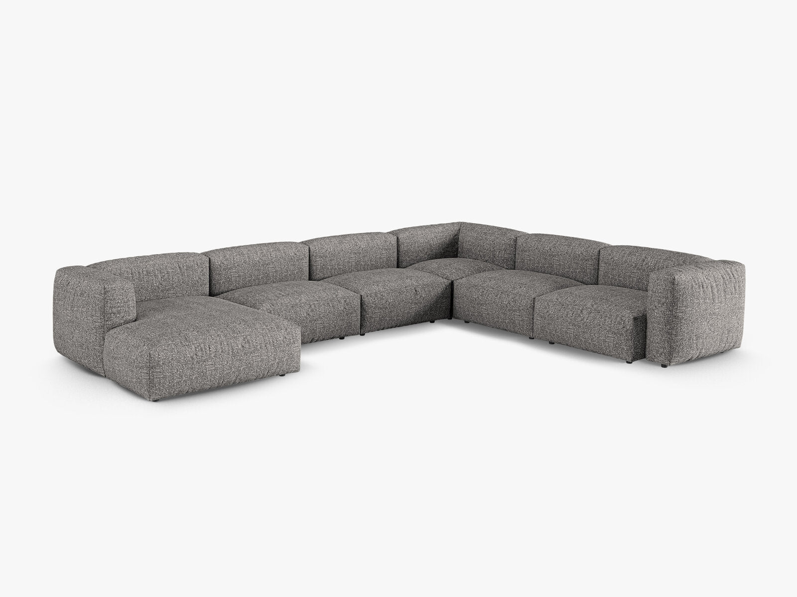 Micadoni modulares Ecksofa XL Martina 6-Sitzer 90cm Sitztiefe Rechts Boucle Monet Graphit