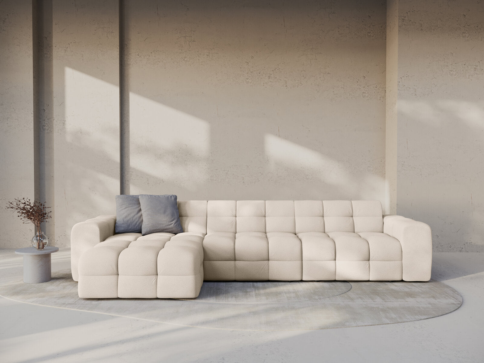 Micadoni Ecksofa Kendal 5-Sitzer Links Strukturierter Stoff Beige