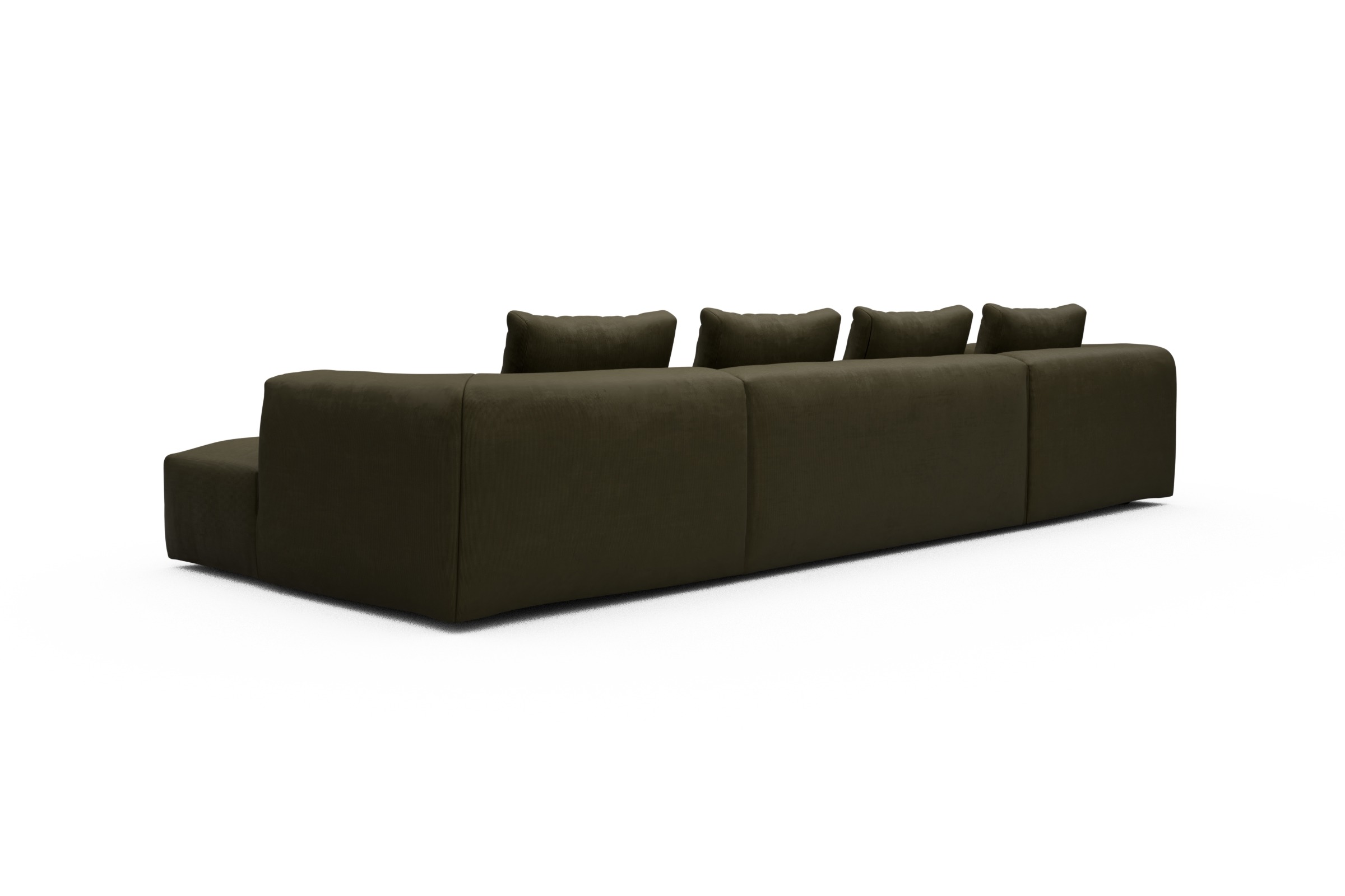 Wohnlandschaft Fred mit 2-Sitzer und Chaiselongue beidseitig Cordufine-Pine-Green