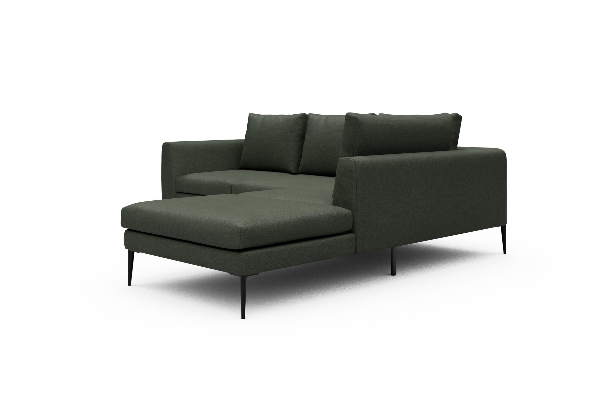 Ecksofa Paul Relax-Ecke rechts mit 2-Sitzer Denari-Forest-Green