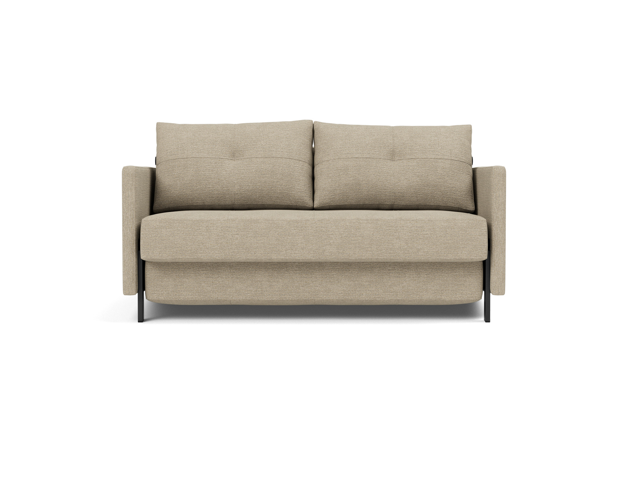 Schlafsofa Cubed mit Armlehnen 140 Strukturierter Stoff Taura 356-Sand