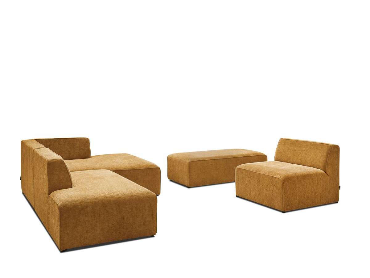 Bobochic Megeve Ecksofa mit Pouf Strukturstoff Gelb Ecke rechts