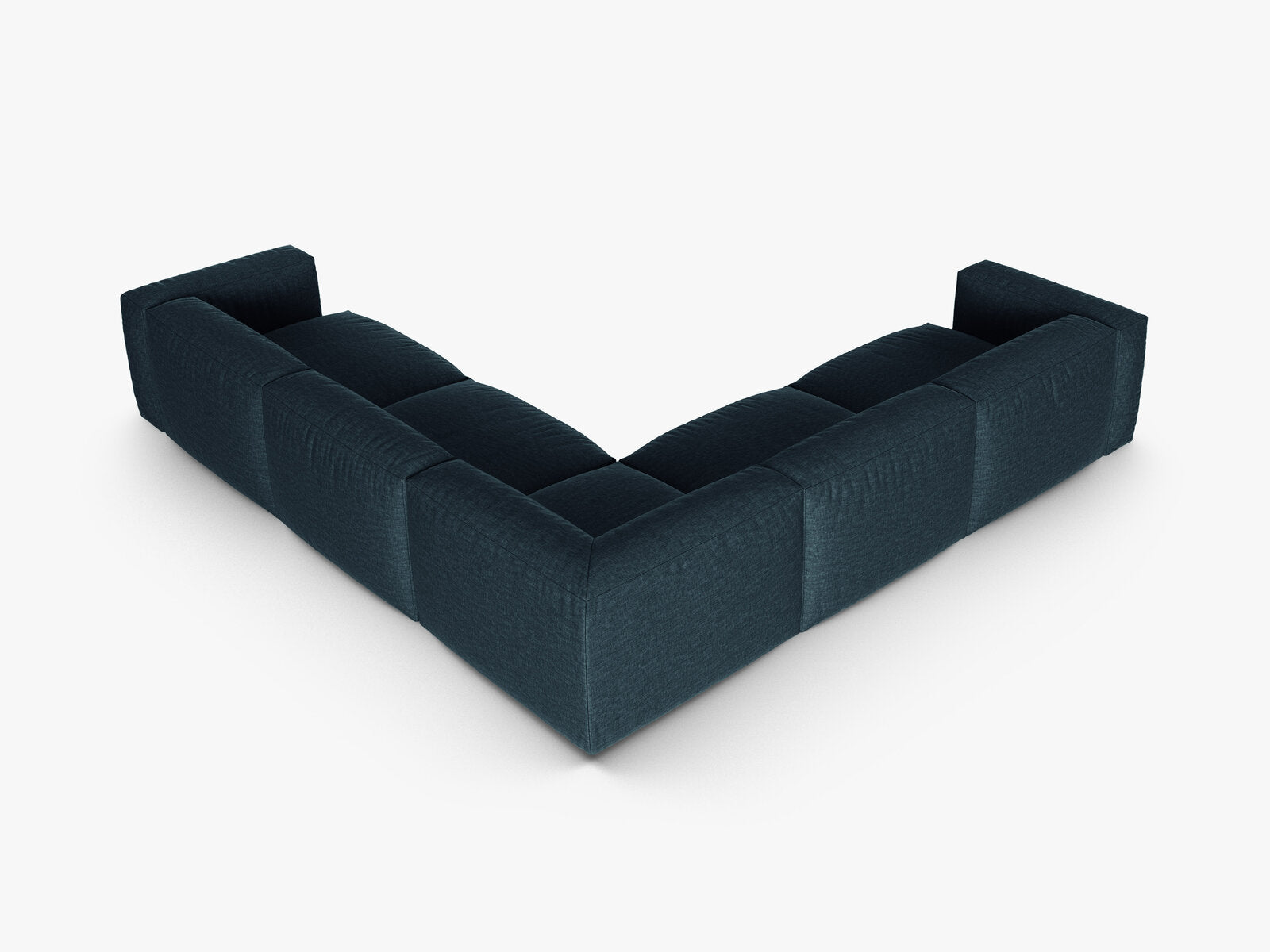 Micadoni modulares symmetrisches Ecksofa XL Martina 5-Sitzer 90cm Sitztiefe Strukturierter Stoff Boston Jeansblau