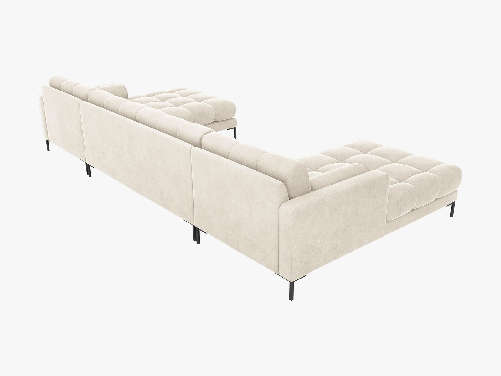 Micadoni Panorama-Sofa Mamaia 6-Sitzer Samt Bluvel Helles Beige schwarze Beine