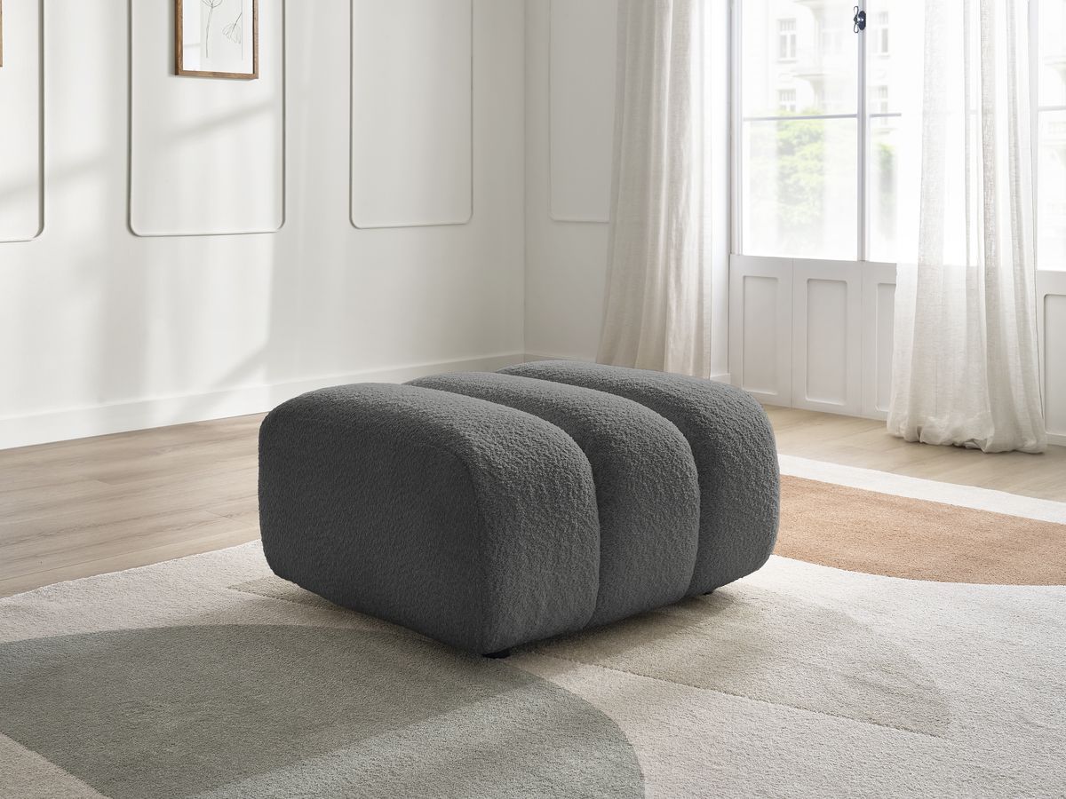 Bobochic Talia Pouf Bouclé-Stoff Dunkelgrau
