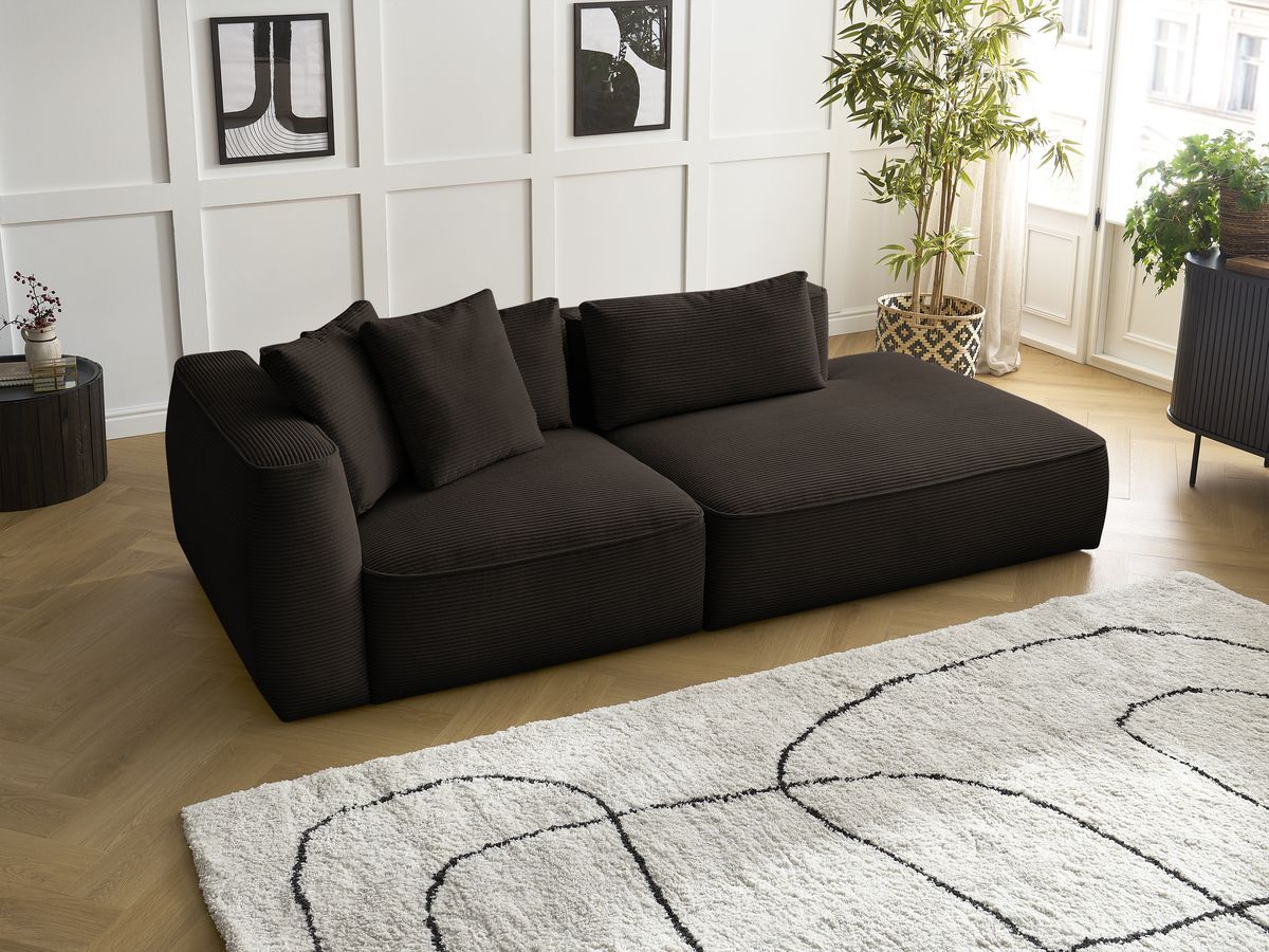 Bobochic Leopold Sofa 3-Sitzer Cordsamt Braun Armlehne links