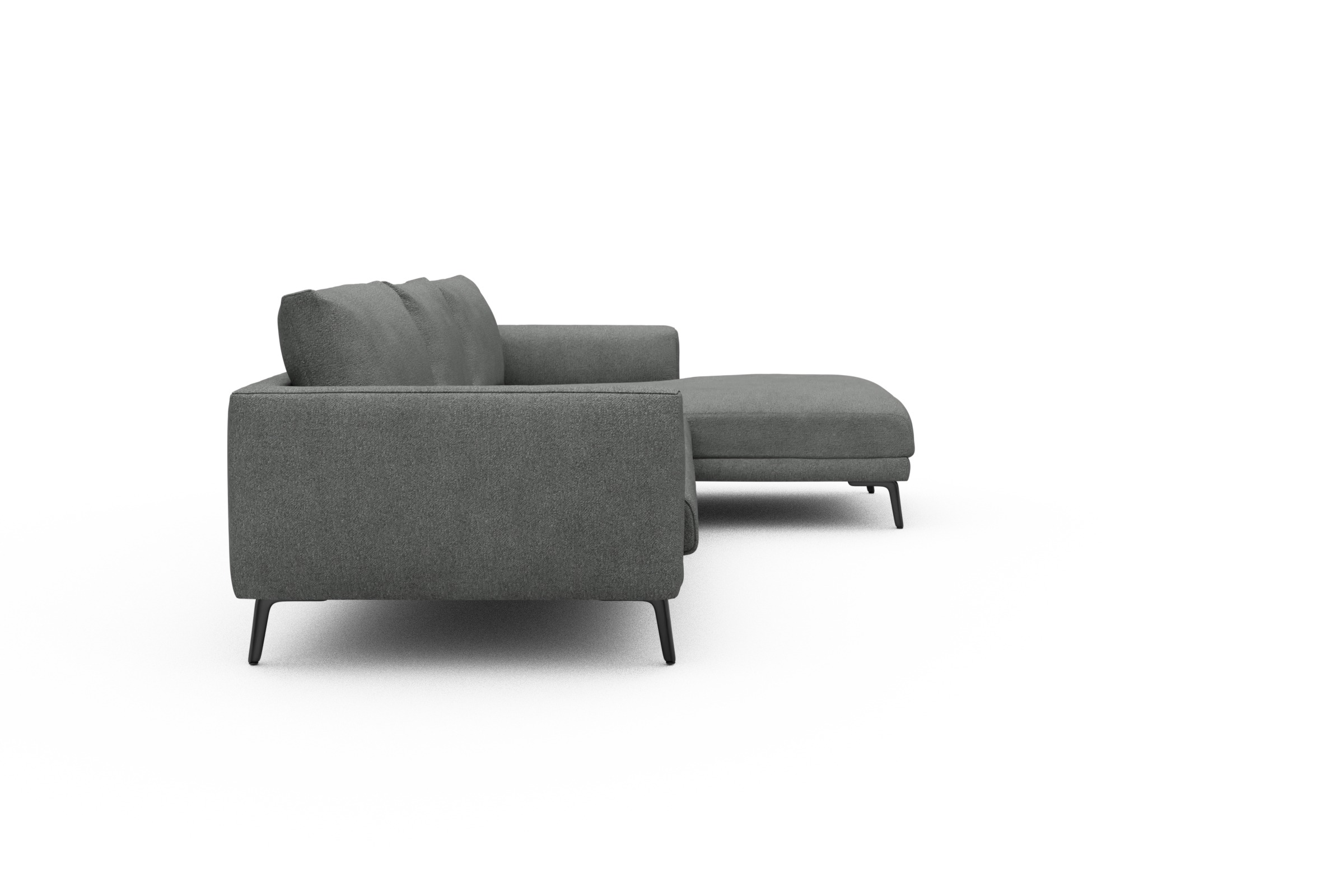 Ecksofa Karl Chaiselongue rechts mit 2,5-Sitzer Boucle-Ash-Grey