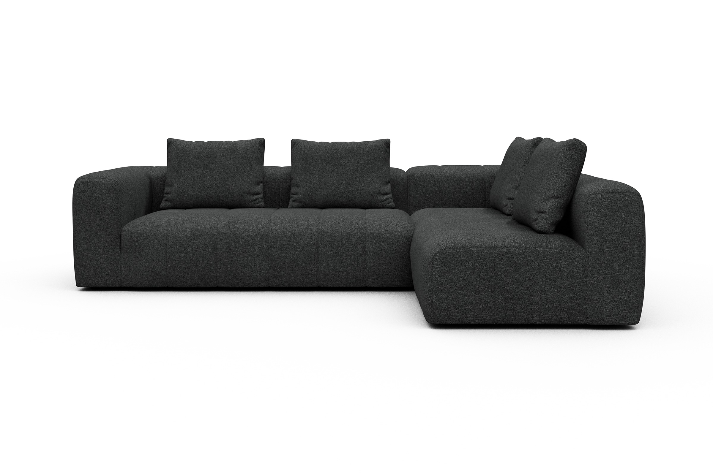 Ecksofa Hugo 2x 2,5-Sitzer Armlehne links Boucle-Charcoal