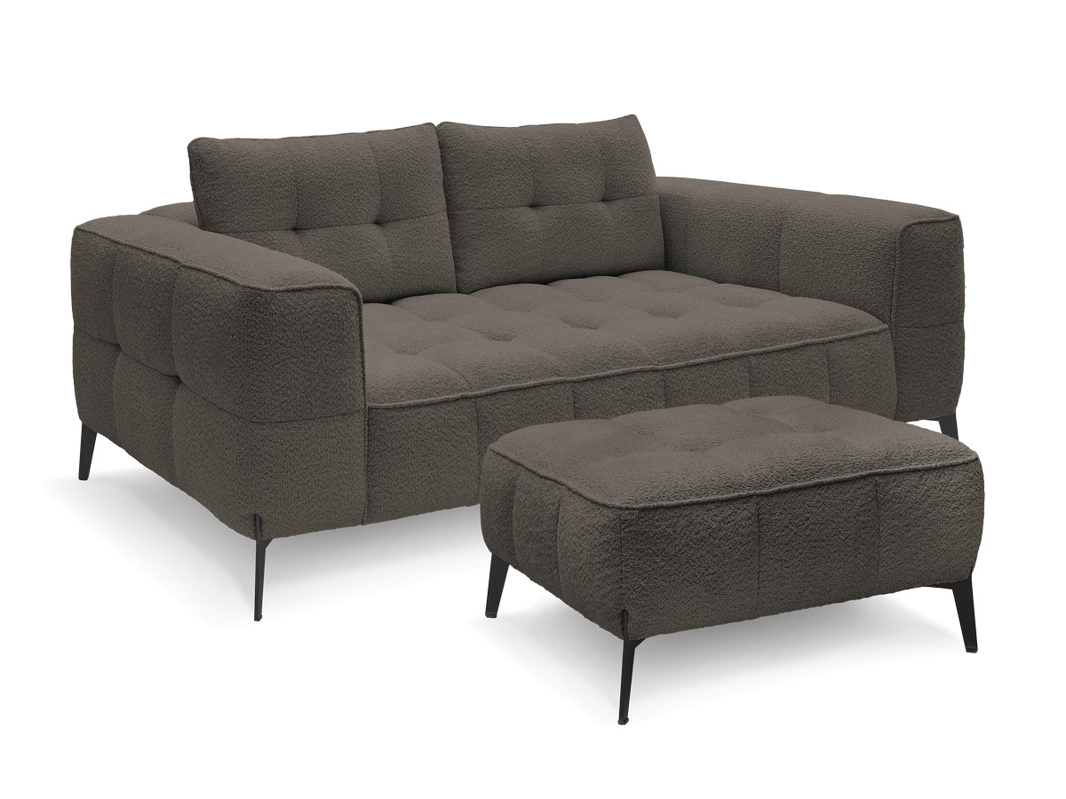 Bobochic Anis Sofa 2-Sitzer mit Pouf Bouclé-Stoff Braun