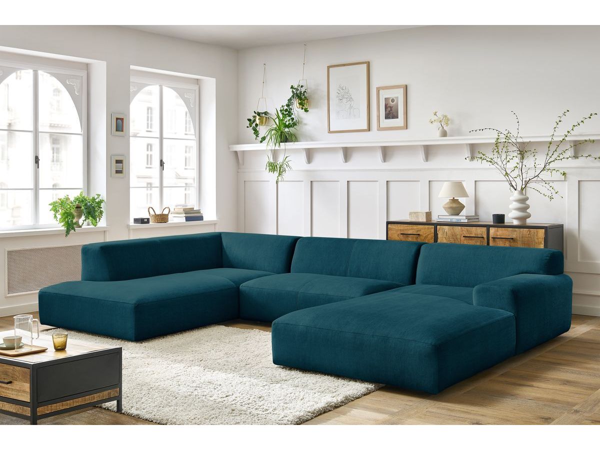 Bobochic Lavena Wohnlandschaft 359 × 220 cm Samt Dunkelblau Ecke rechts
