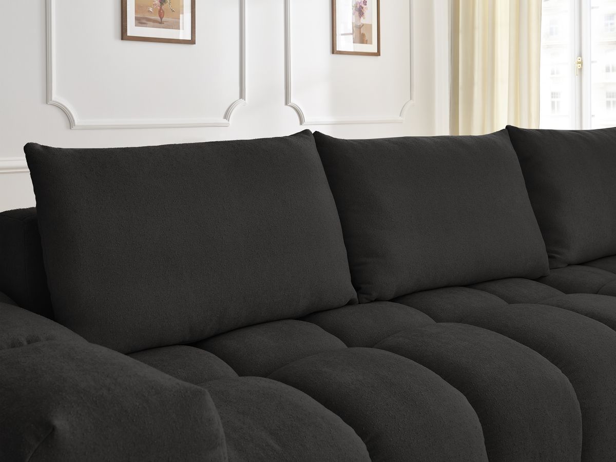 Bobochic Everest Ecksofa, 4 Kissen Strukturstoff Schwarz Ecke rechts