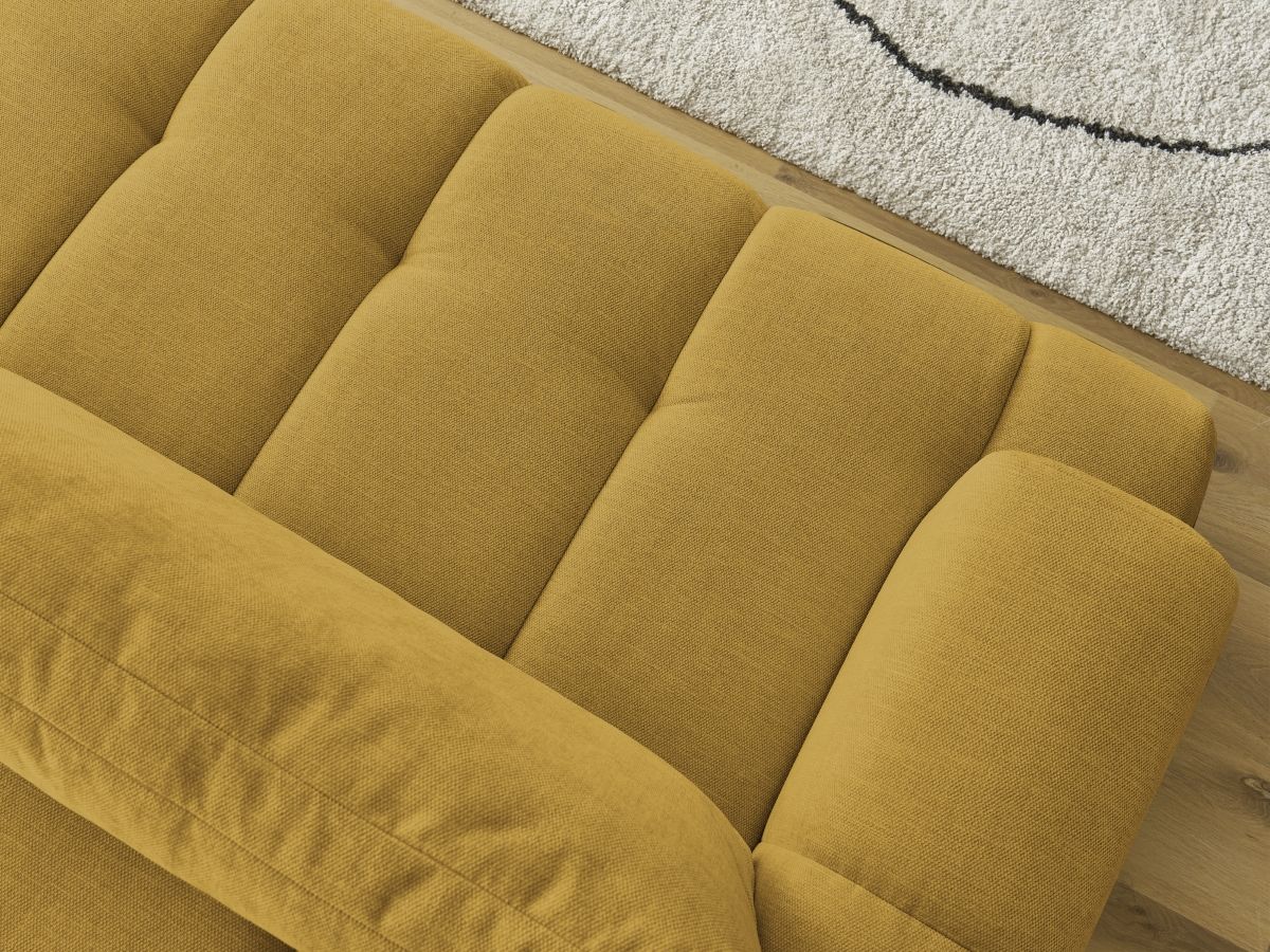 Bobochic Fuji Schlafsofa 3-Sitzer mit Bettkasten Stoff Gelb