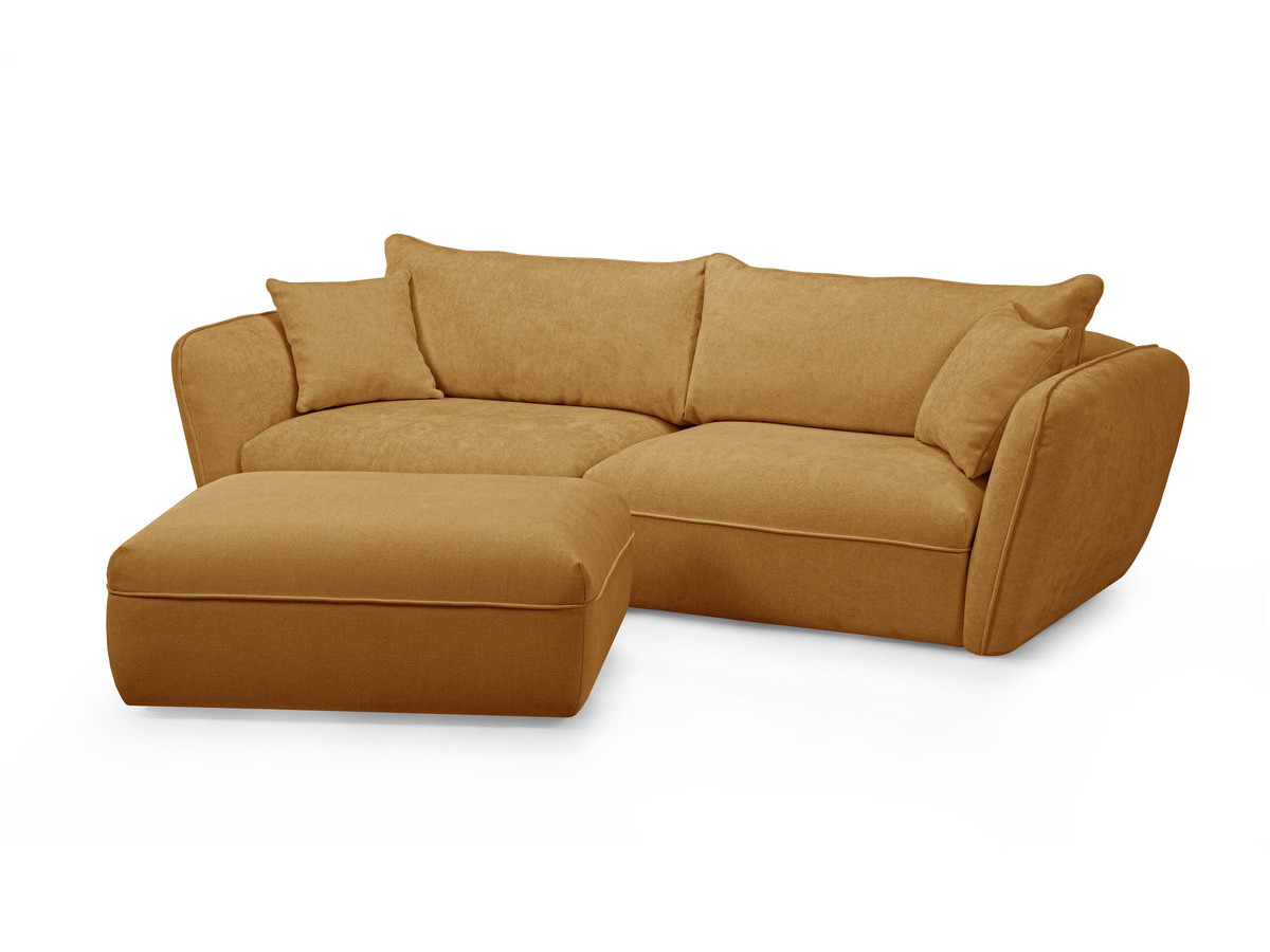 Bobochic Luigi Sofa 3-Sitzer mit Pouf Strukturstoff Gelb