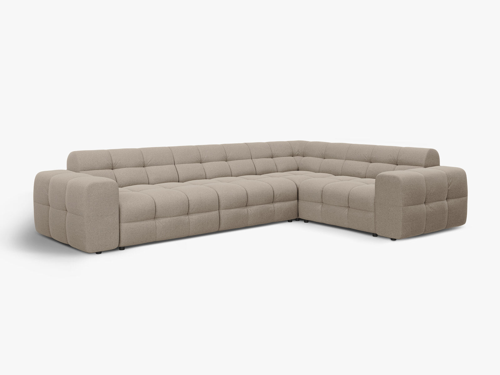 Micadoni Ecksofa Kendal 6-Sitzer Rechts Strukturierter Stoff Dunkelbeige