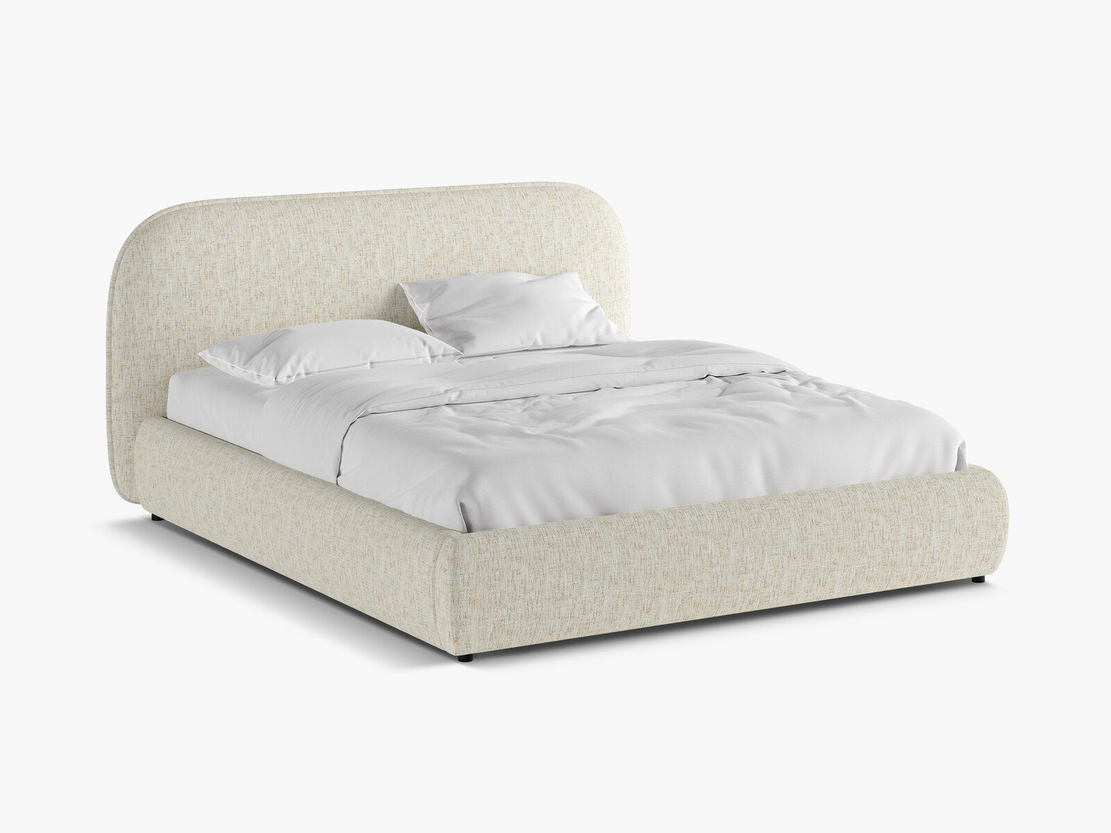 Micadoni Murada Bett mit Kopfteil Chenille Tracy Grau Beige Melange 200x200