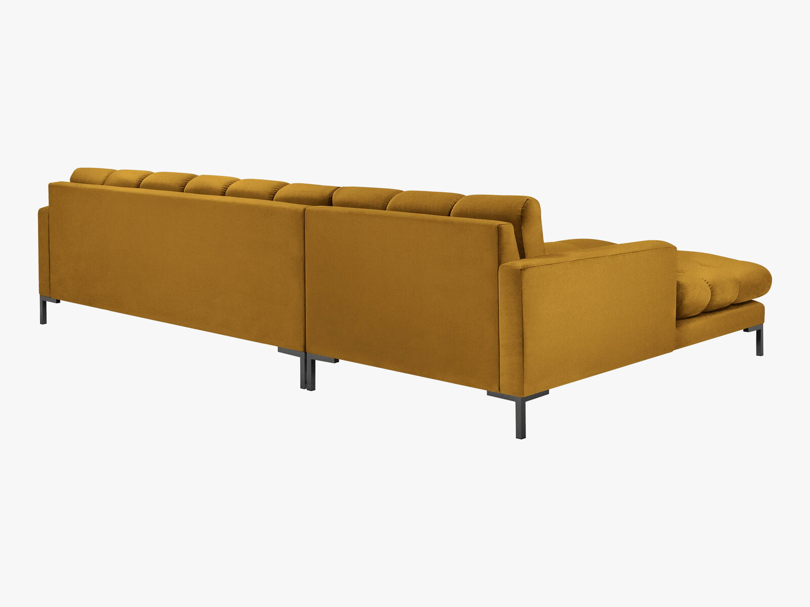 Micadoni Ecksofa Mamaia 5-Sitzer Links Samt Bluvel Gelb schwarze Beine