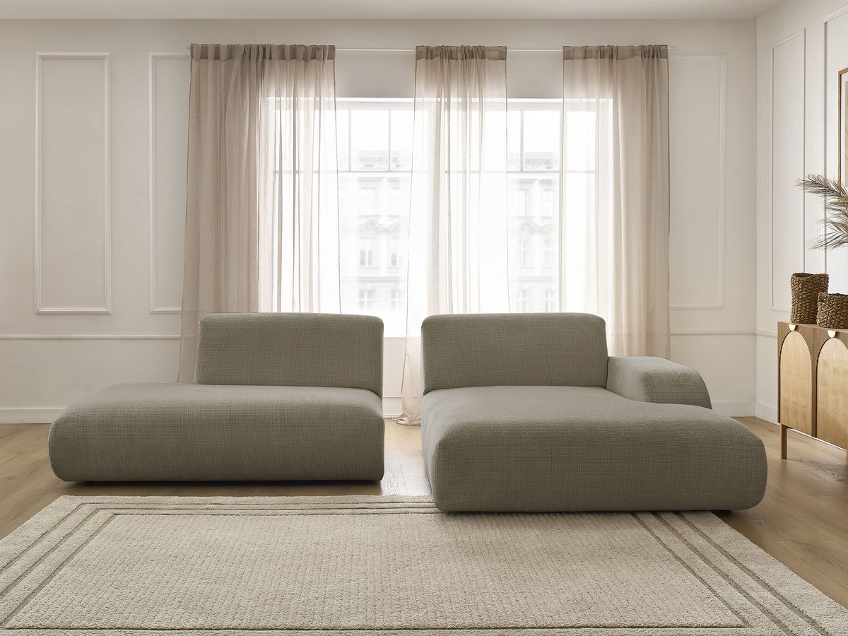 Bobochic Sirius Ecksofa 300 × 170 cm Strukturstoff Taupe Ecke rechts