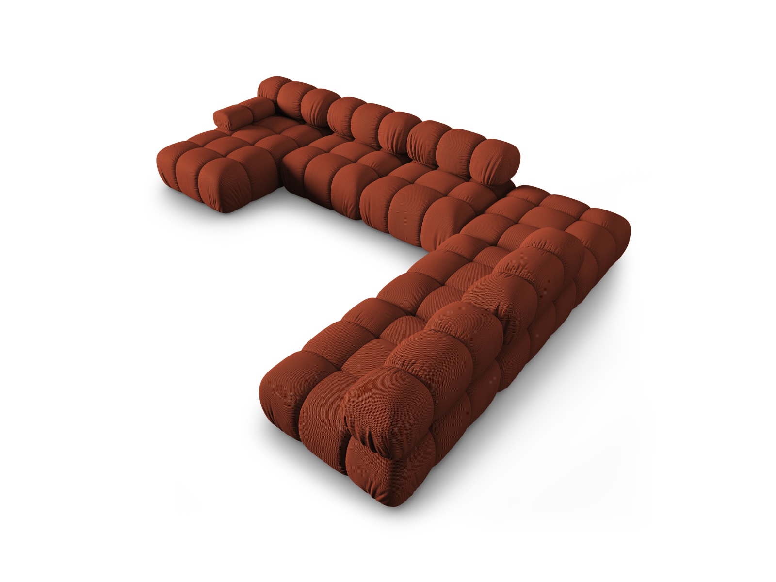 Micadoni Modulares Panorama Ecksofa Bellis 7-Sitzer Rechts 3D-Stoff Sonic Ziegel