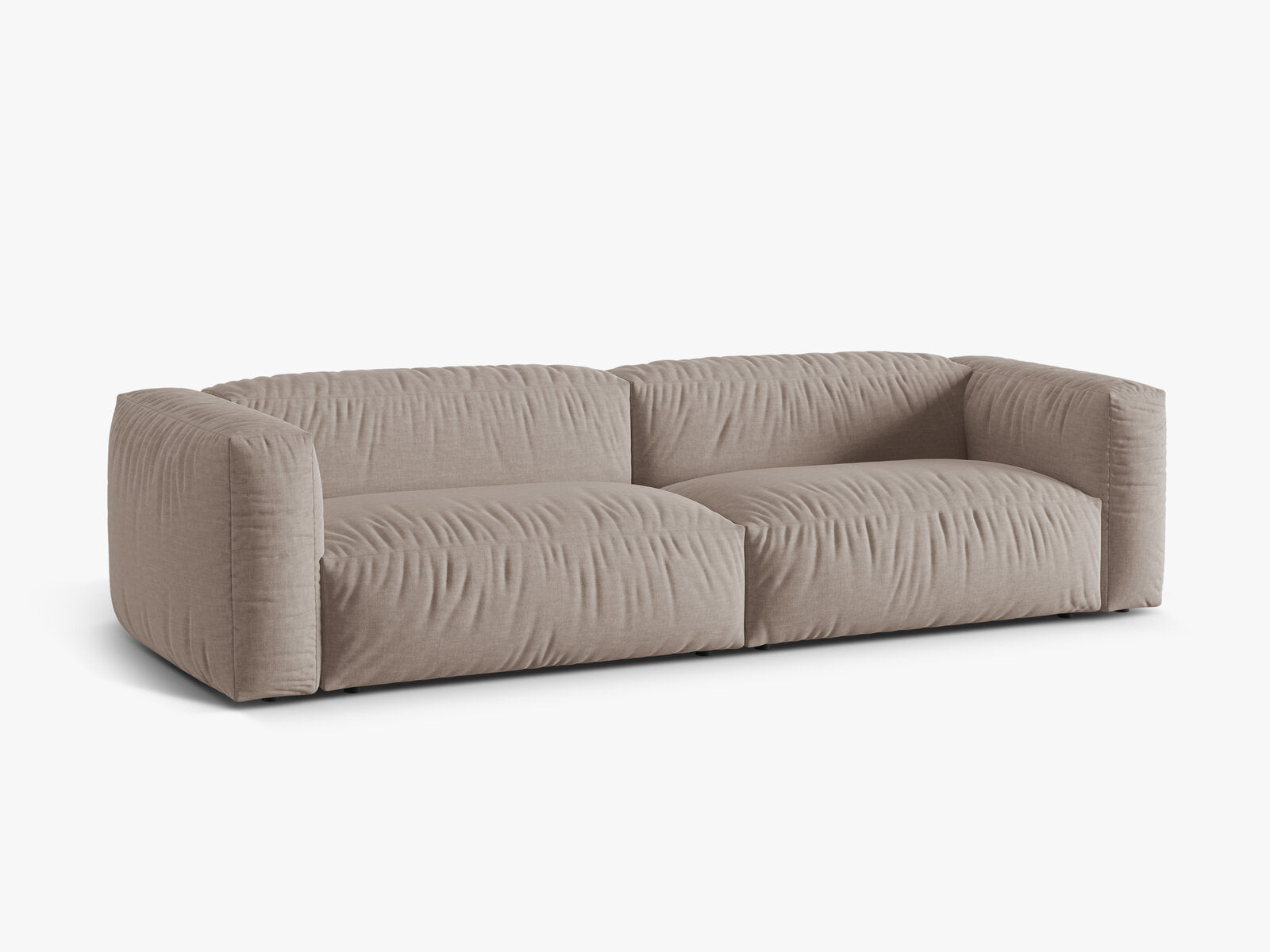 Micadoni Sofa Martina 4-Sitzer Strukturierter Stoff Boston Dunkelbeige