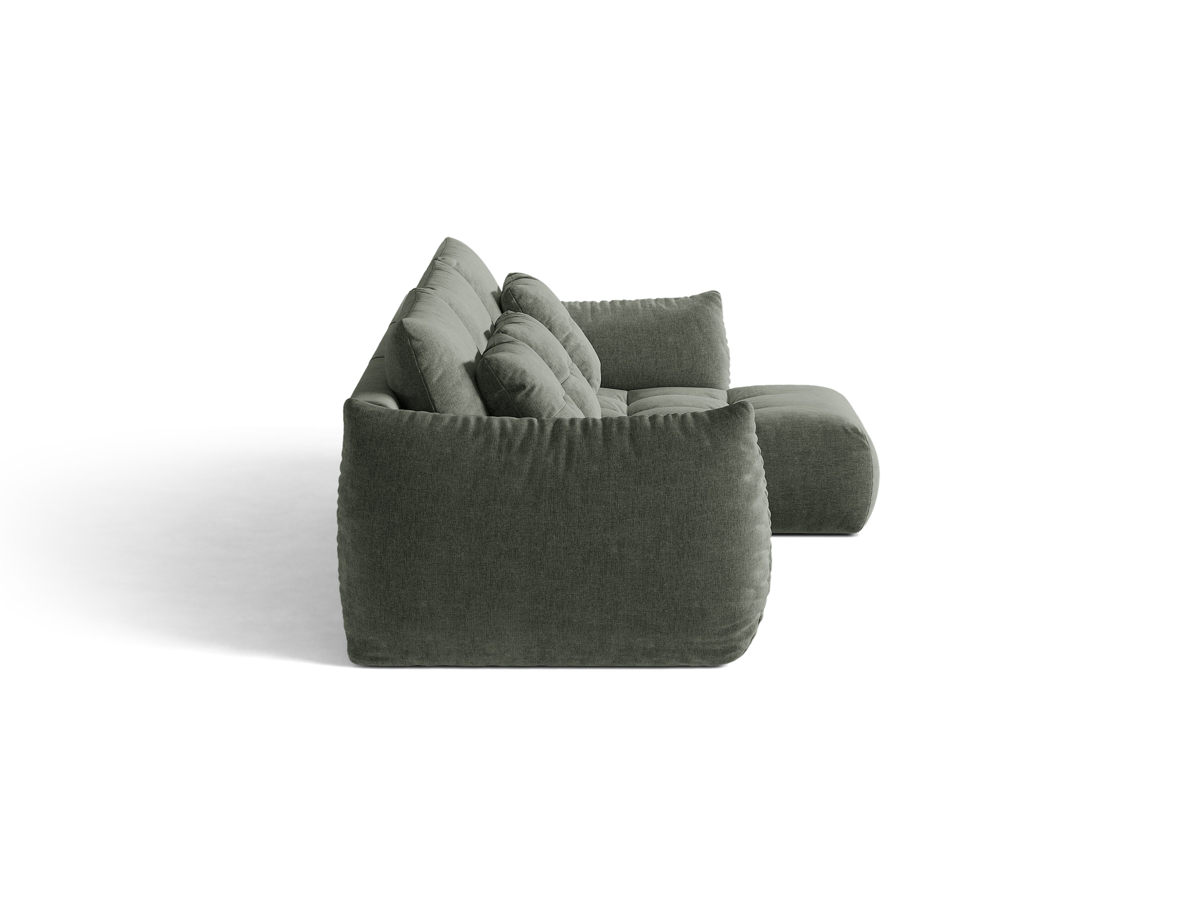 Micadoni Bloom Ecksofa 6-Sitzer Rechts Strukturierter Stoff Wind Moosgrün