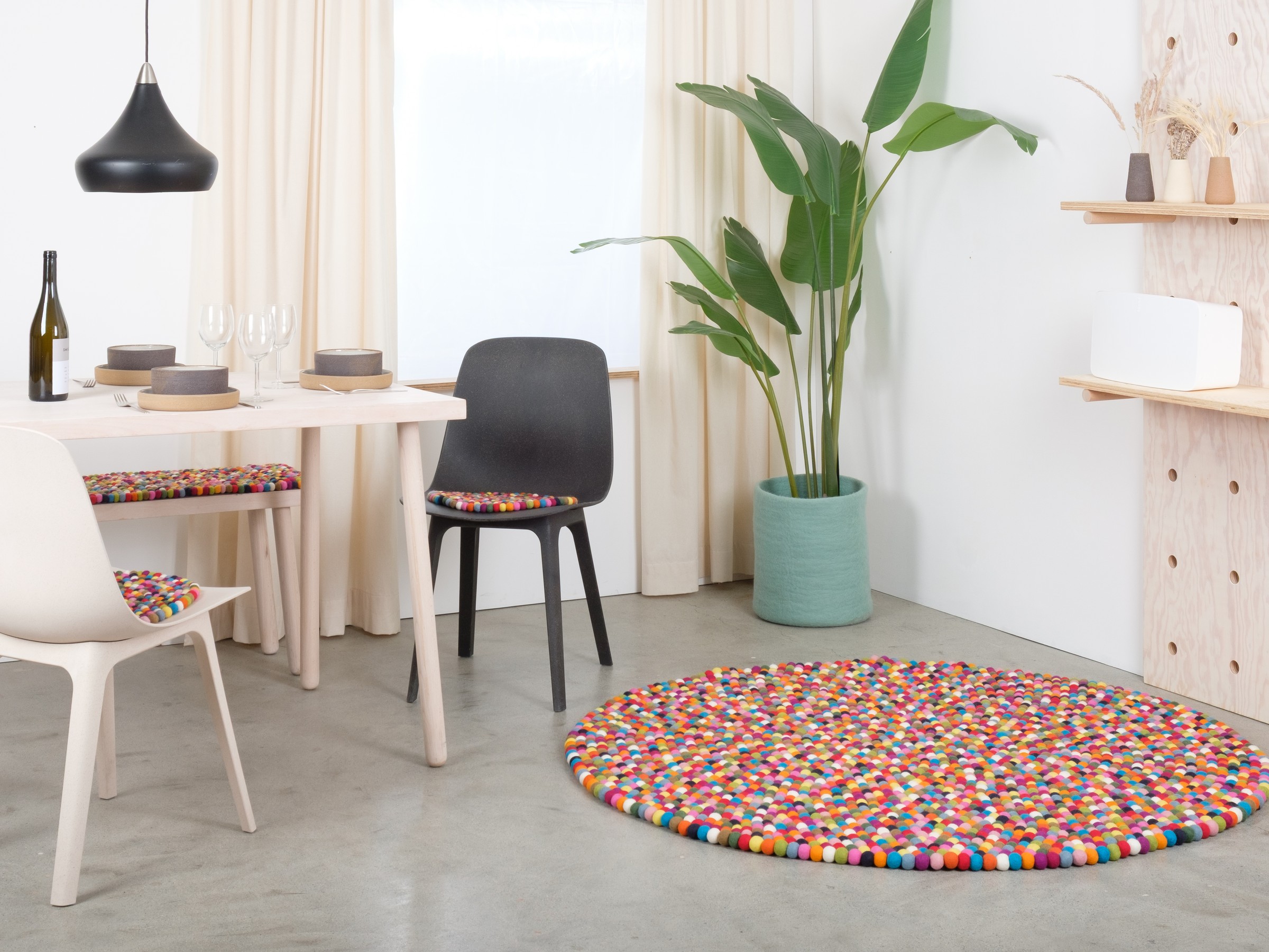 myfelt Lotte Filzkugelteppich Bunt rund Ø 50 cm