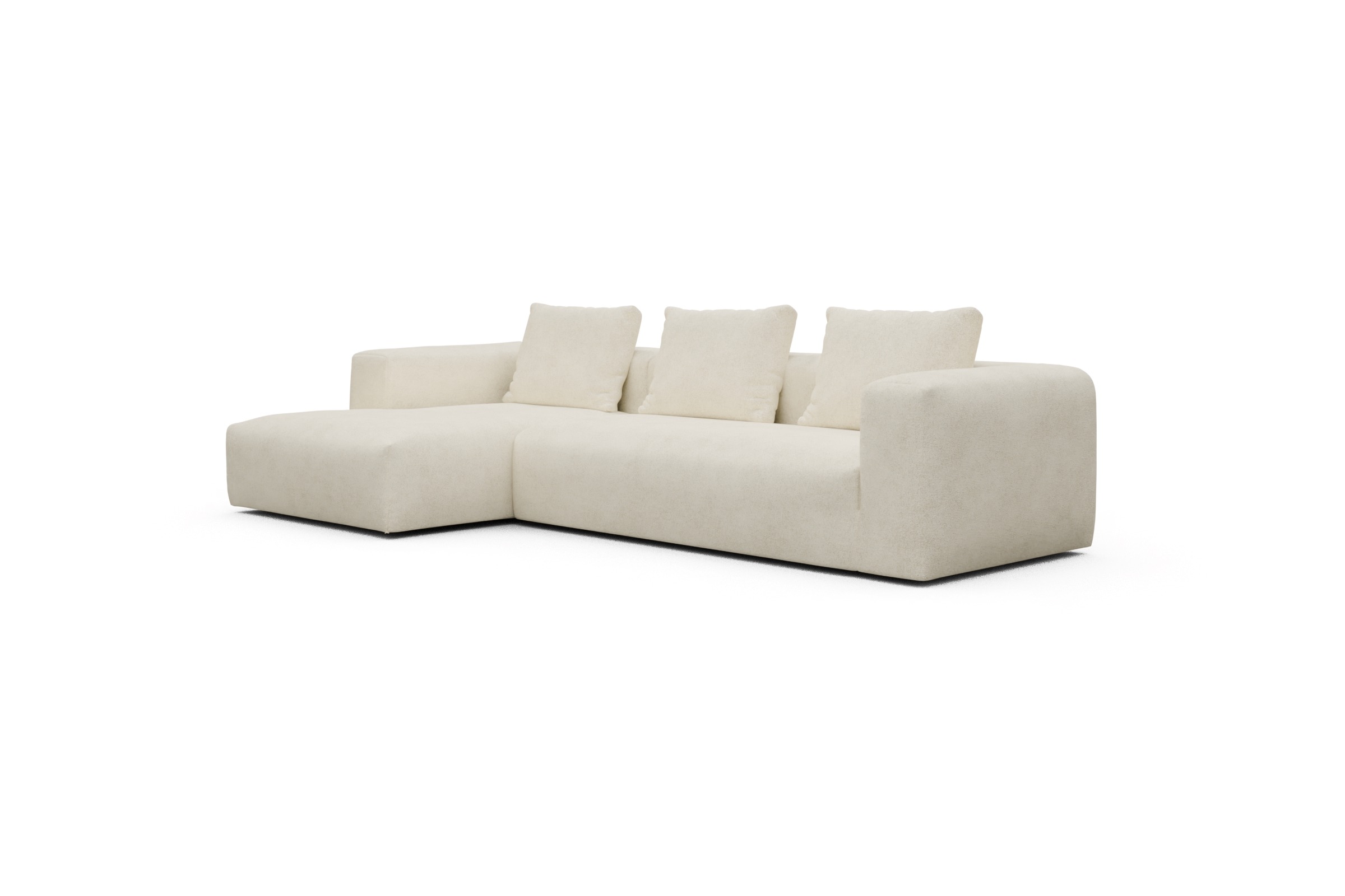 Ecksofa Fred Chaiselongue links mit 2,5-Sitzer Boucle-Off-White