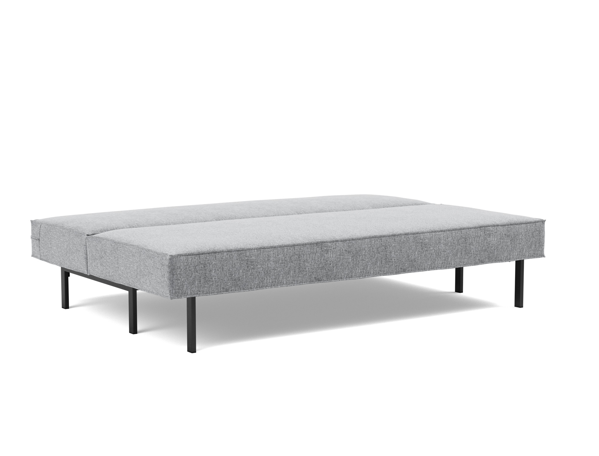 Schlafsofa Sly Strukturierter Stoff Twist 565-Granite Beine Schwarzes Metall