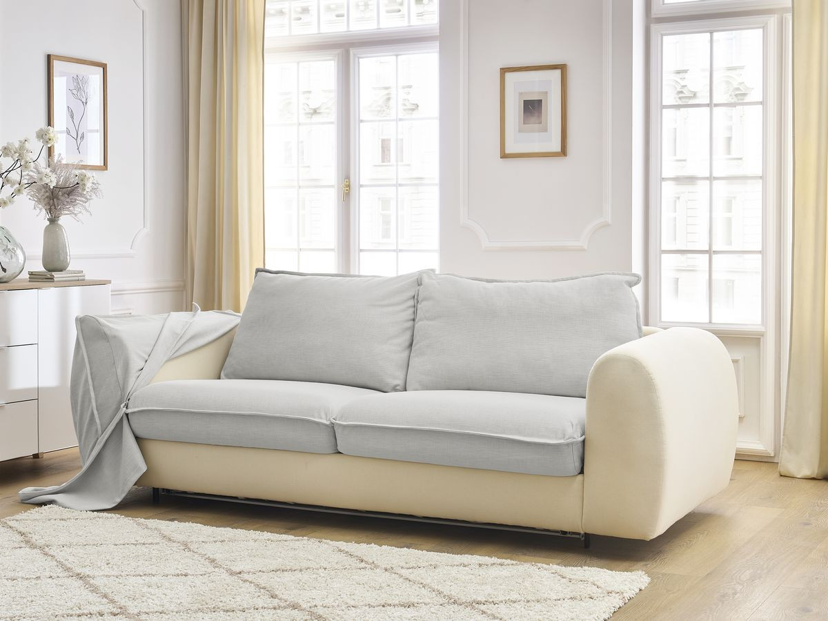 Bobochic Archimede Schlafsofa 3-Sitzer Stoff Hellgrau, Liegefläche 160 × 194 cm