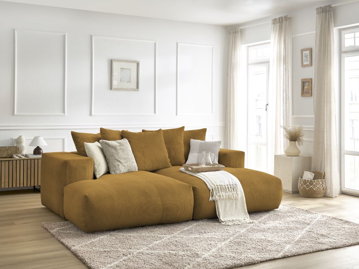 Bobochic Voltaire Sofa 4-Sitzer 248 × 170 cm Cordsamt Gelb