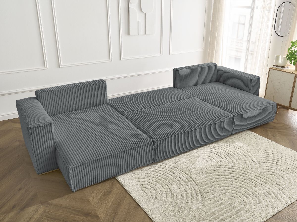 Bobochic Chelsea Wohnlandschaft Breitcord weich Dunkelgrau