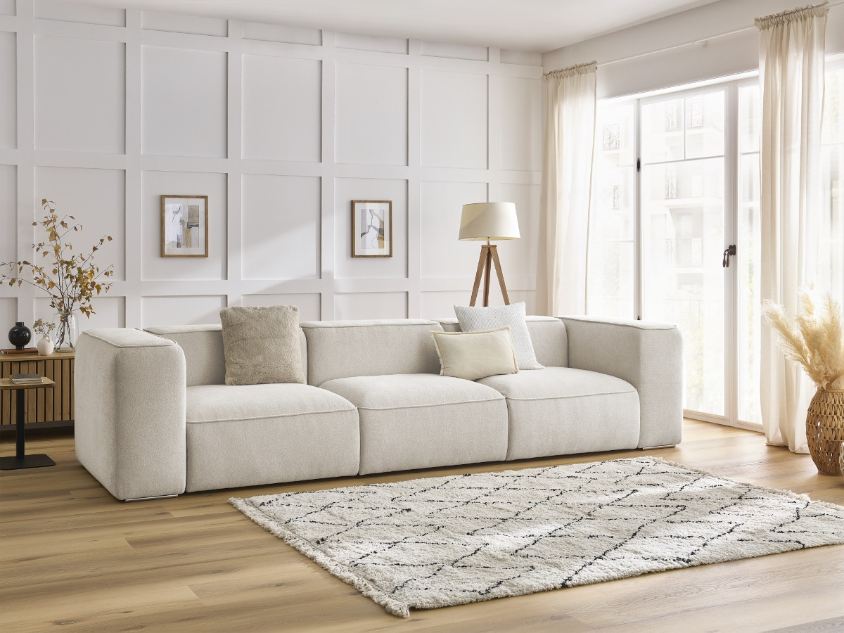 Bobochic Zephyr Sofa 3-Sitzer Strukturstoff Weiß