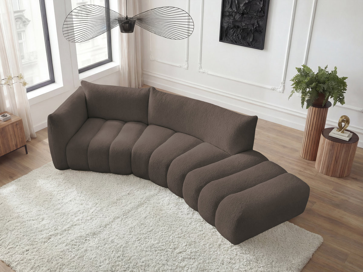 Bobochic Azra Ecksofa 325 × 112 cm Bouclé-Stoff Braun Ecke links