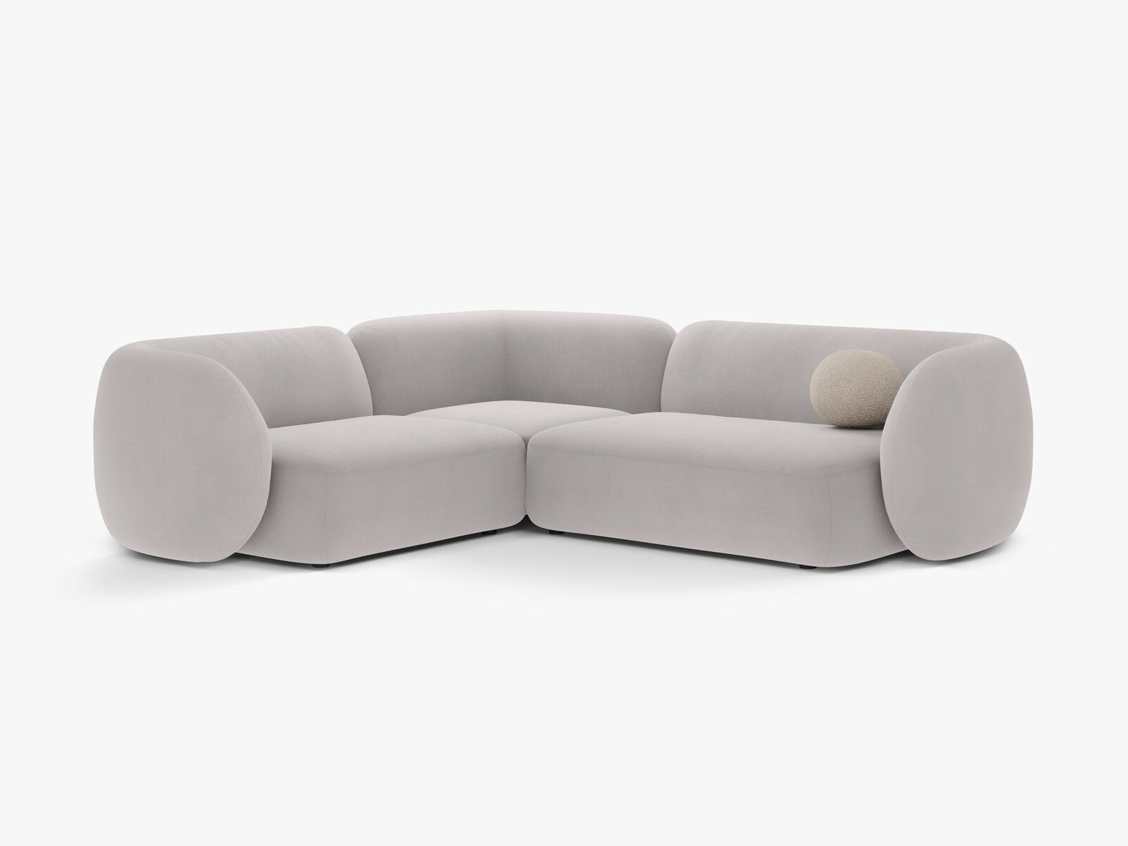 Micadoni Ecksofa Kate 4-Sitzer Links Samt Hellgrau