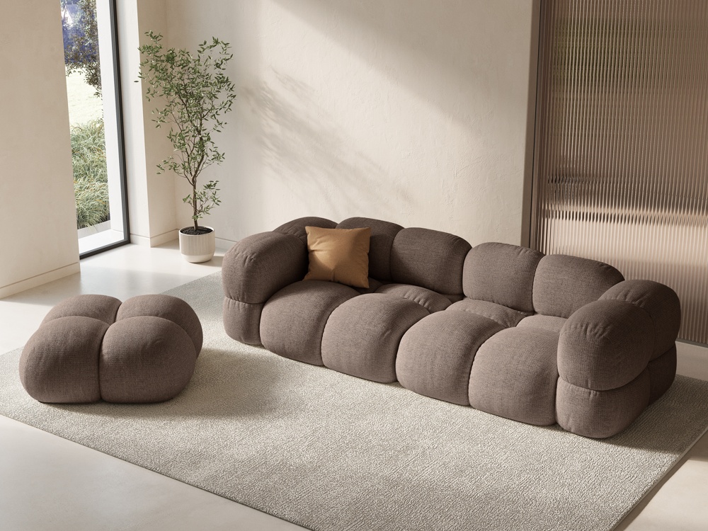 Cosmopolitan Design Pouf Loretto Strukturierter Stoff Sorella Cappuccino