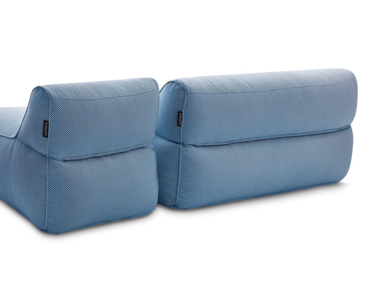 Bobochic Riviera Gartensofa 5-Sitzer mit Pouf Melange-Stoff Dunkelblau