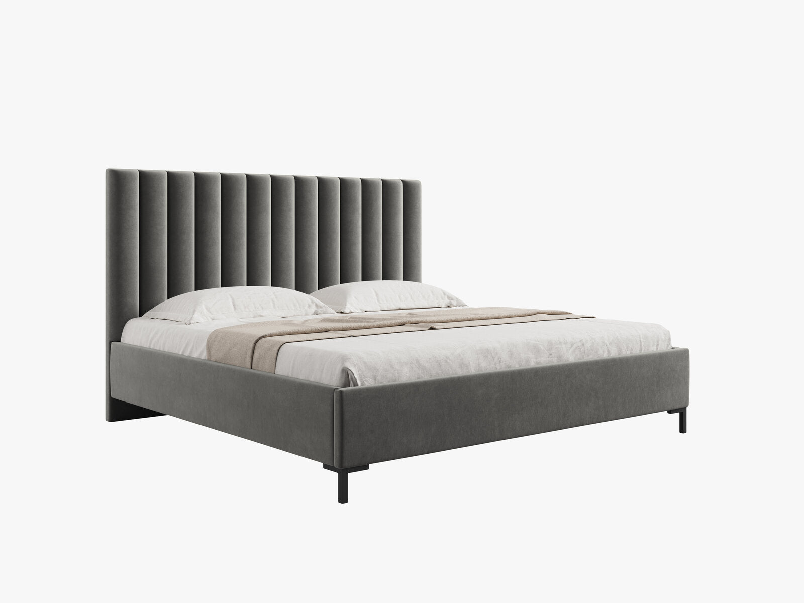 Micadoni Polsterbett Allison Samt Bluvel Hellgrau 140x200